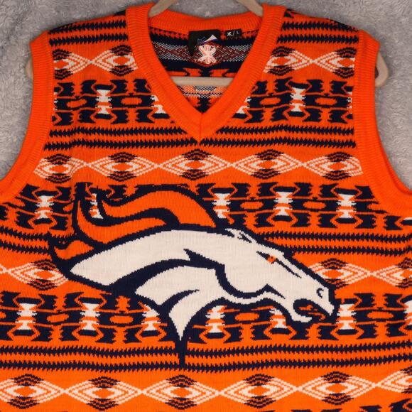 Denver Sweater Vest Womens XL Orange NFL Football Knit Team Apparel Broncos - Picture 3 of 10